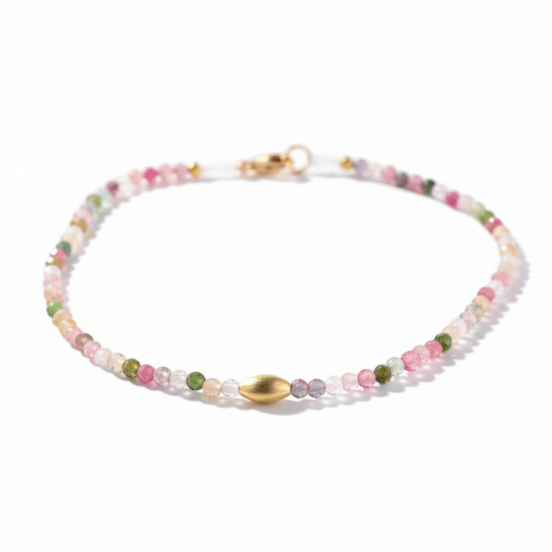 Margaret Solow Watermelon Tourmaline and 18k Oval Bead Bracelet | Quadrum Gallery