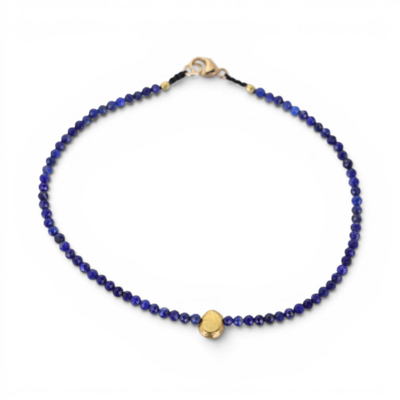 Margaret Solow Lapis and 18k Flat Gold Bead Bracelet | Quadrum Gallery