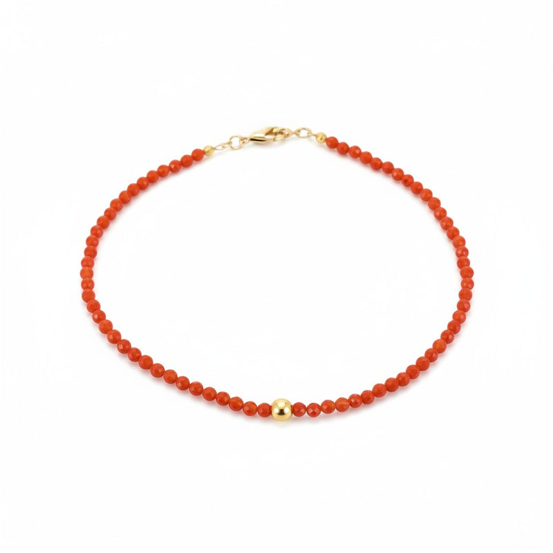 Margaret Solow Faceted Carnelian and 18k Round Gold Bead Bracelet | Quadrum Gallery