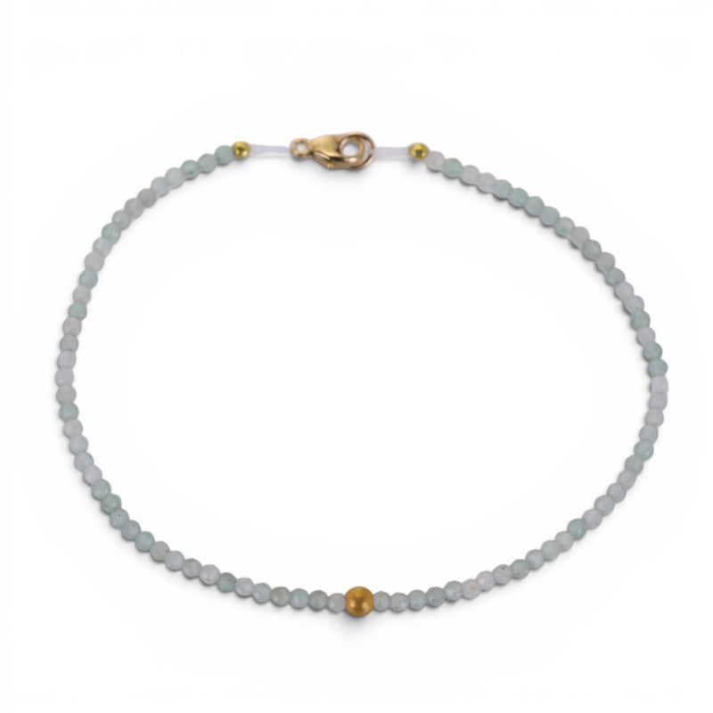 Margaret Solow Green Strawberry Quartz and 18k Bead Bracelet | Quadrum Gallery