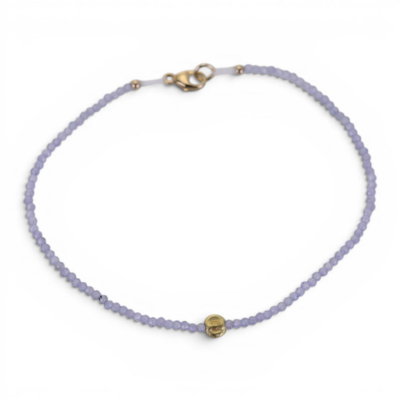 Margaret Solow Faceted Tanzanite and Small Gold Bead Bracelet | Quadrum Gallery