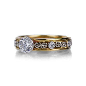 Nathan Levy Diamond Scroll Engagement Ring with CZ | Quadrum Gallery