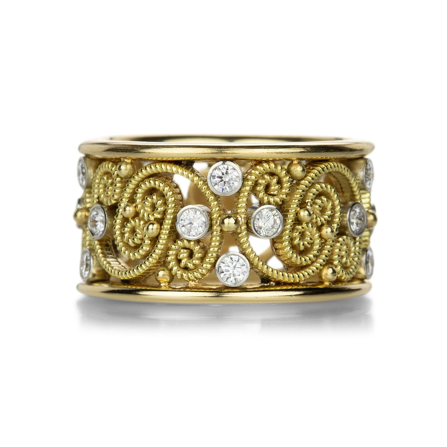 Nathan Levy 18k Wide Diamond Scroll Band | Quadrum Gallery