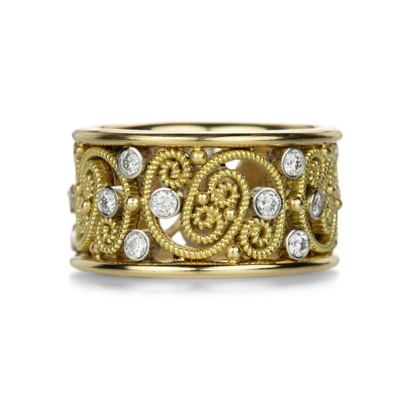 Nathan Levy 18k Wide Diamond Scroll Band | Quadrum Gallery