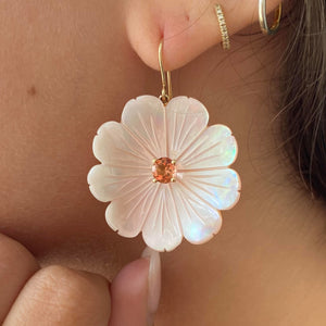 Nicole Landaw Large Mother of Pearl Flower Earrings  | Quadrum Gallery