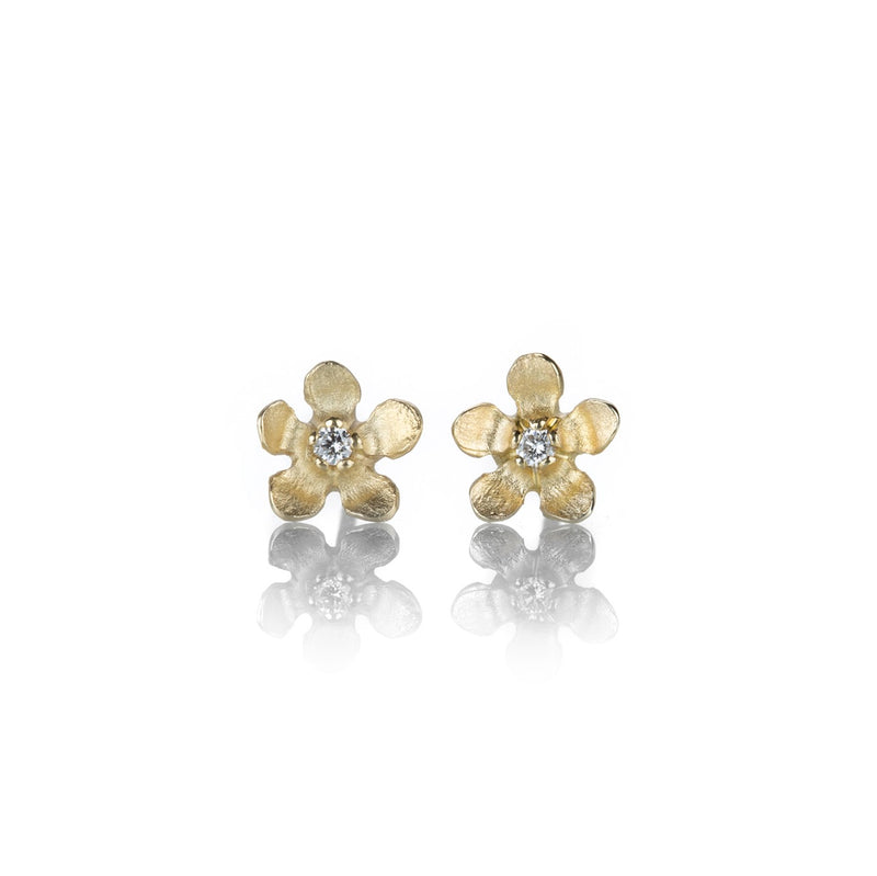 Nicole Landaw 14k Flower Studs with Diamonds | Quadrum Gallery