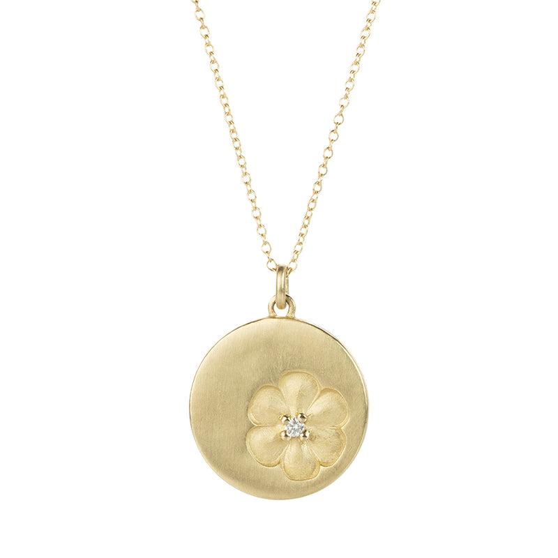 Nicole Landaw Vintage Stamp Impression Flower Pendant Necklace | Quadrum Gallery