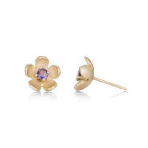 Nicole Landaw Open Flower Studs with Iolites | Quadrum Gallery
