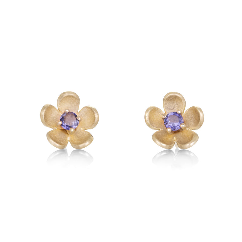 Nicole Landaw Open Flower Studs with Iolites | Quadrum Gallery