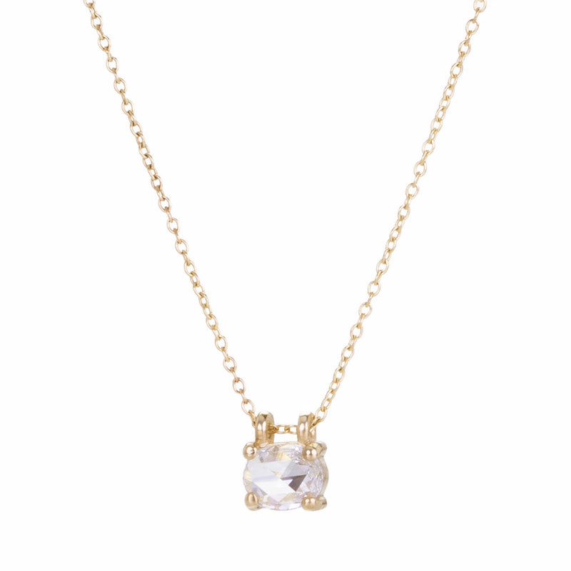 Nicole Landaw 14k Rose Cut Diamond Solitaire Necklace | Quadrum Gallery