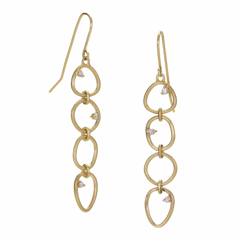 Nicole Landaw Calligraphy Drop Earrings with Diamonds | Quadrum Gallery