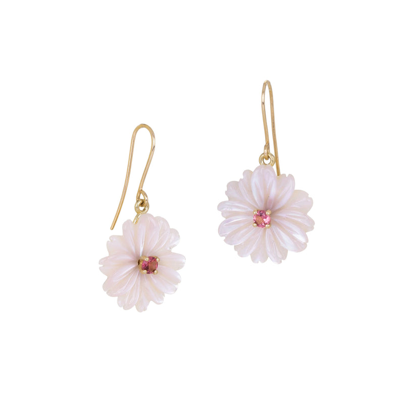 Nicole Landaw Mother of Pearl Flower Drop Earrings | Quadrum Gallery