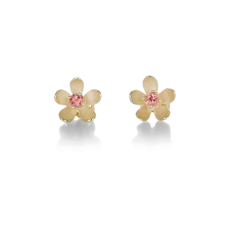 Nicole Landaw Large Open Flower Studs with Pink Tourmaline | Quadrum Gallery