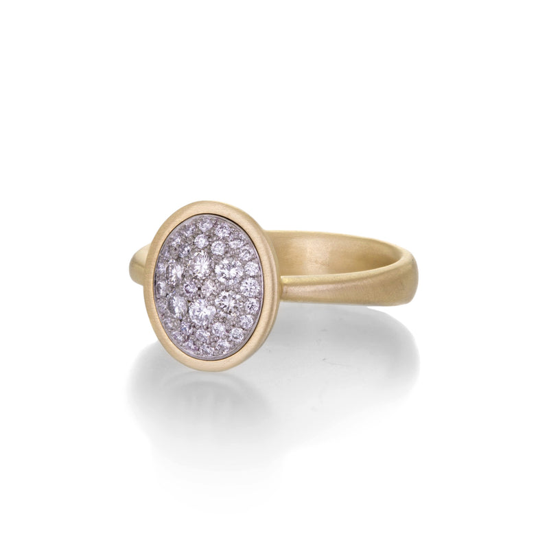 Nicole Landaw 14k and Platinum Oval Pave Ring | Quadrum Gallery
