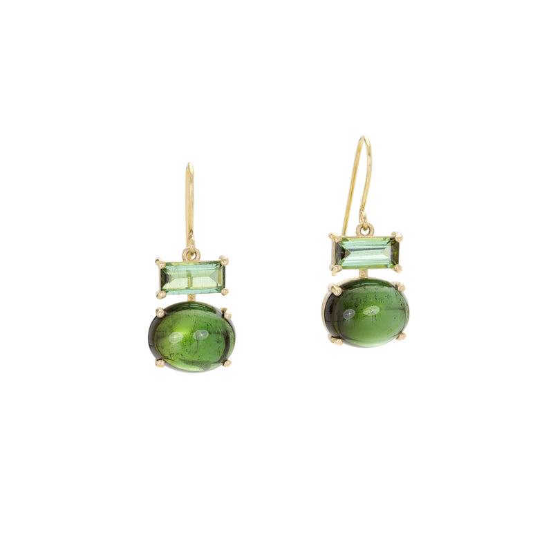 Nicole Landaw Green Tourmaline Baguette and Cabochon Earrings | Quadrum Gallery