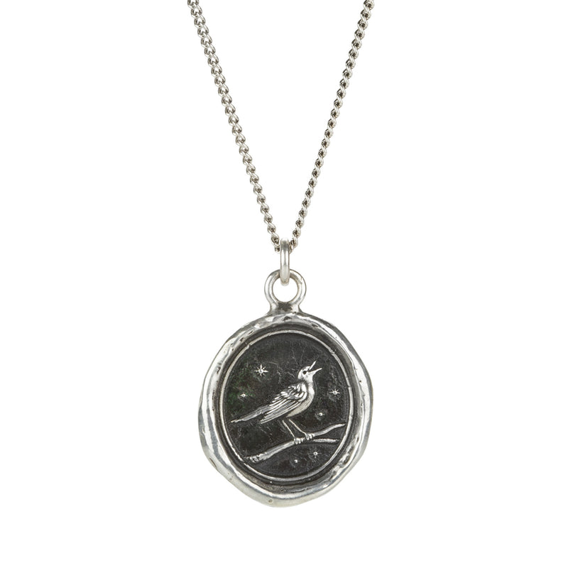 Pyrrha Silver Nightingale Talisman Necklace | Quadrum Gallery