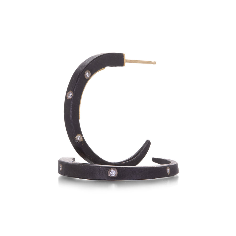 Pat Flynn Small Iron Sprinkle Diamond Hoop Earrings | Quadrum Gallery