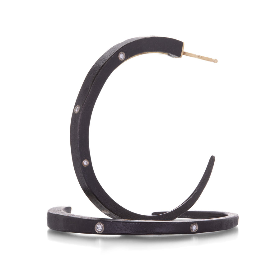 Pat Flynn Large Iron and Sprinkled Diamond Hoops | Quadrum Gallery