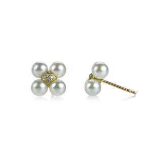 Paul Morelli 18k Pearl and Diamond Sequence Studs | Quadrum Gallery