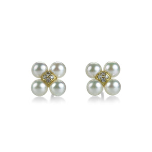 Paul Morelli 18k Pearl and Diamond Sequence Studs | Quadrum Gallery