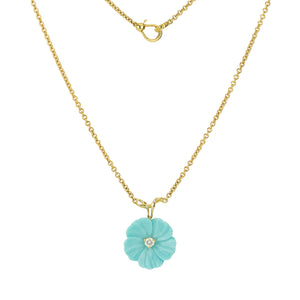 Paul Morelli Turquoise and Diamond Flower Pendant Necklace | Quadrum Gallery