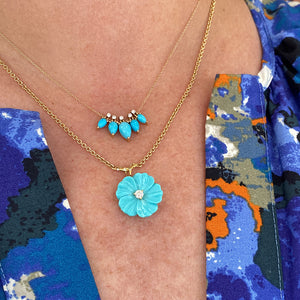 Paul Morelli Turquoise and Diamond Flower Pendant Necklace | Quadrum Gallery