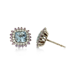 Paul Morelli Aquamarine and Purple Sapphire Pinpoint Studs | Quadrum Gallery