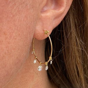 Paul Morelli 18k and Diamond Wind Chime Hoops | Quadrum Gallery