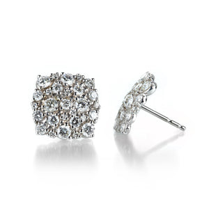 Paul Morelli 18k White Gold Confetti Cushion Studs | Quadrum Gallery