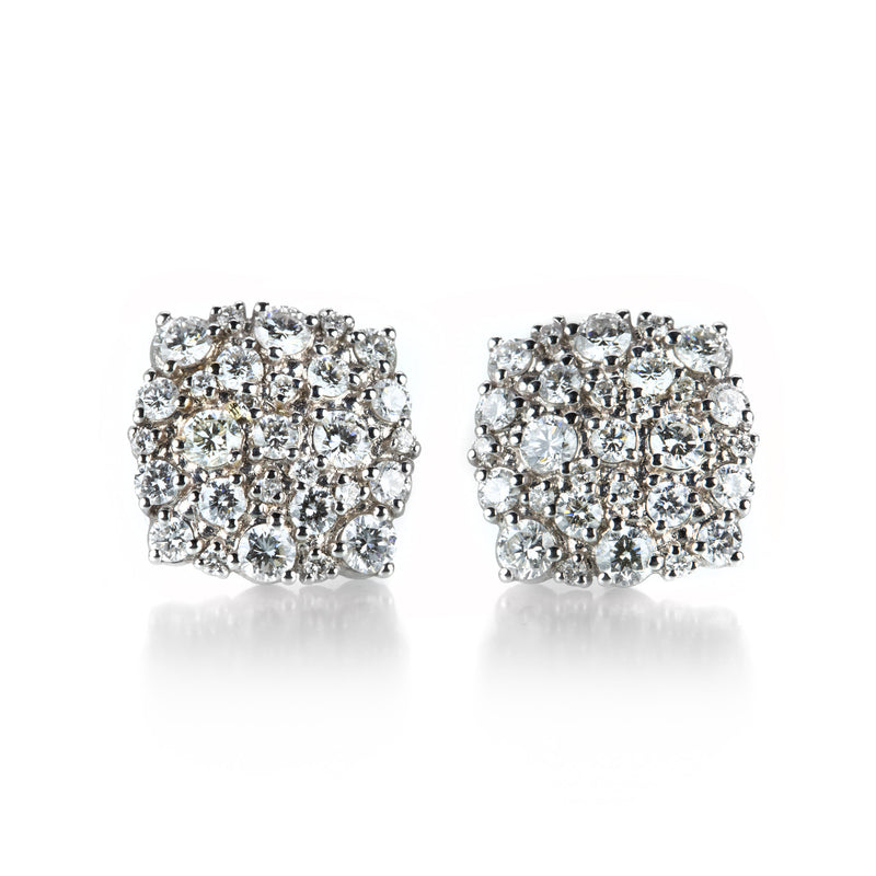 Paul Morelli 18k White Gold Confetti Cushion Studs | Quadrum Gallery