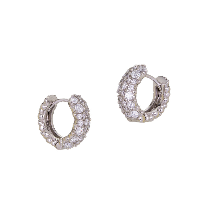 Paul Morelli Oval 18k White Gold Small Confetti Huggies | Quadrum Gallery