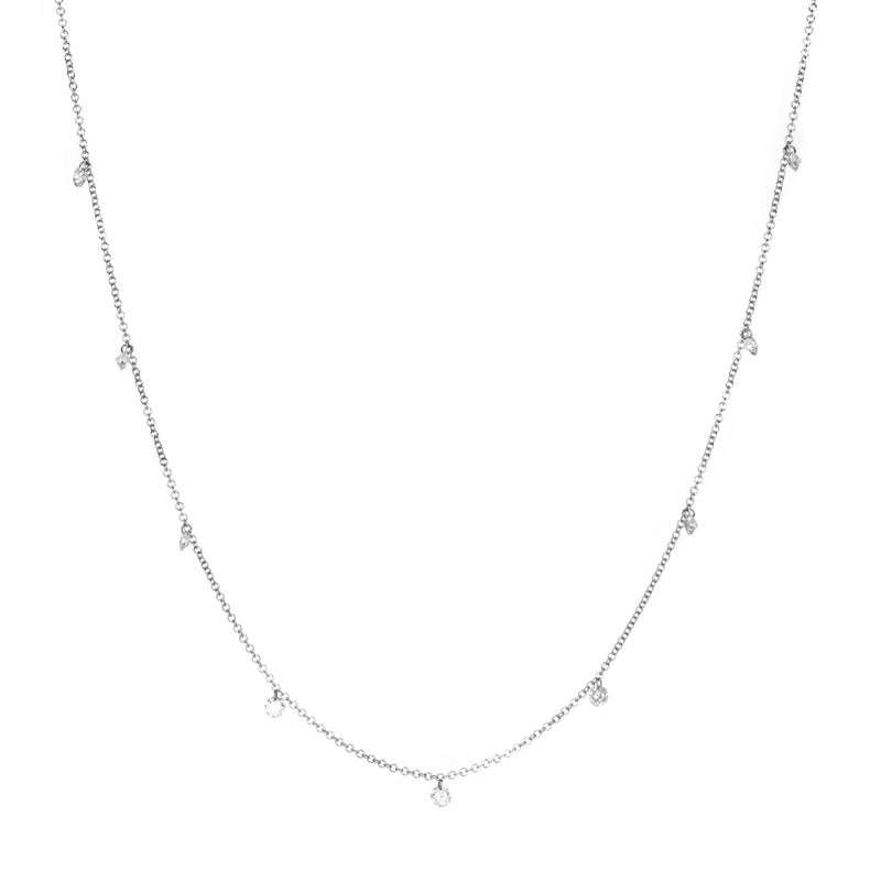 Paul Morelli 18k White Gold Nine Floating Diamond Necklace | Quadrum Gallery