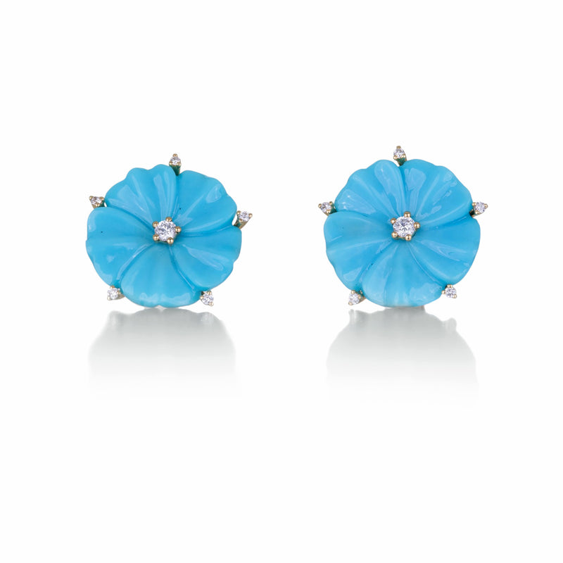 Paul Morelli Turquoise Carved Flower Stud Earrings | Quadrum Gallery