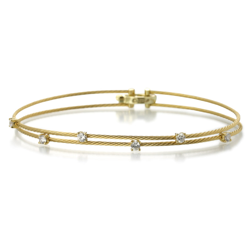 Paul Morelli Yellow Gold Double Wire and Diamond Bracelet | Quadrum Gallery