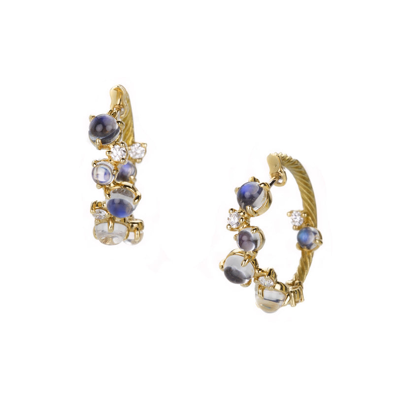 Paul Morelli Bubble Snap Hoops With Moonstones | Quadrum Gallery