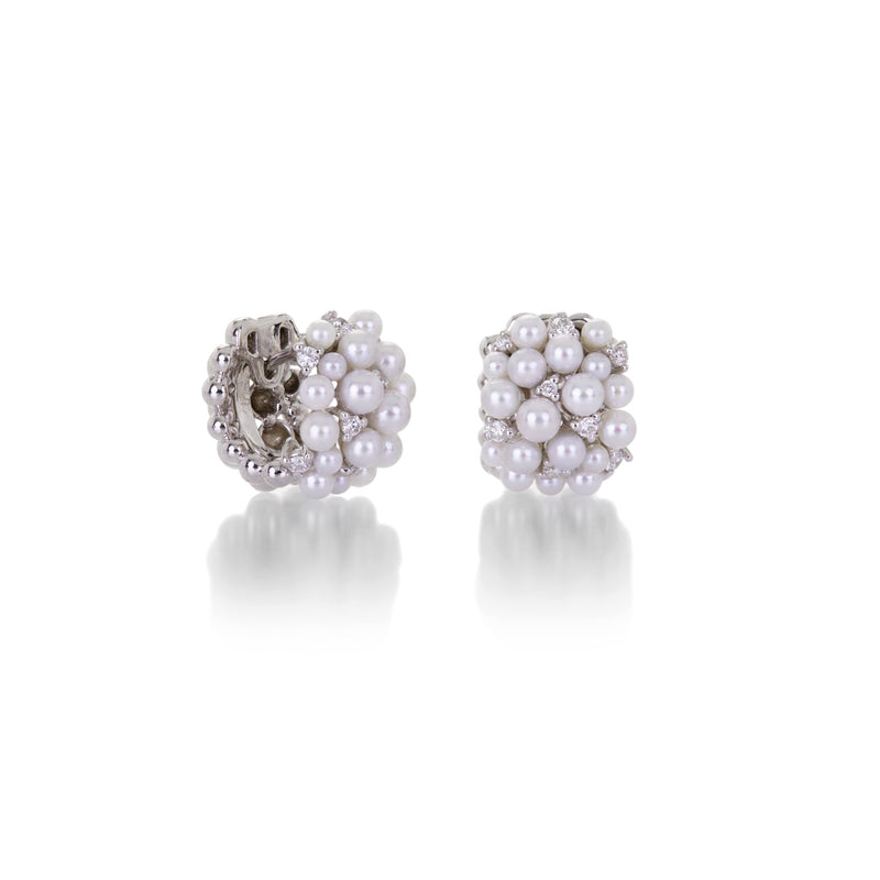 Paul Morelli Lagrange Pearl and Diamond Small Snap Hoop | Quadrum Gallery