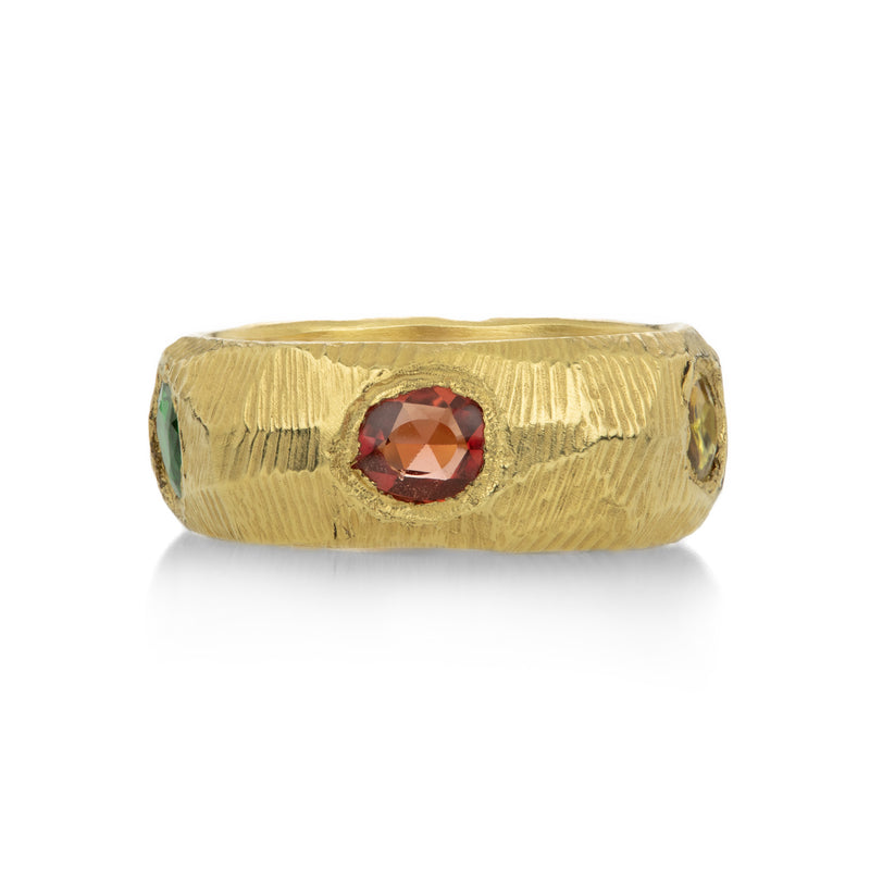 Page Sargisson Freeform Rose Cut Rainbow Sapphire Band  | Quadrum Gallery