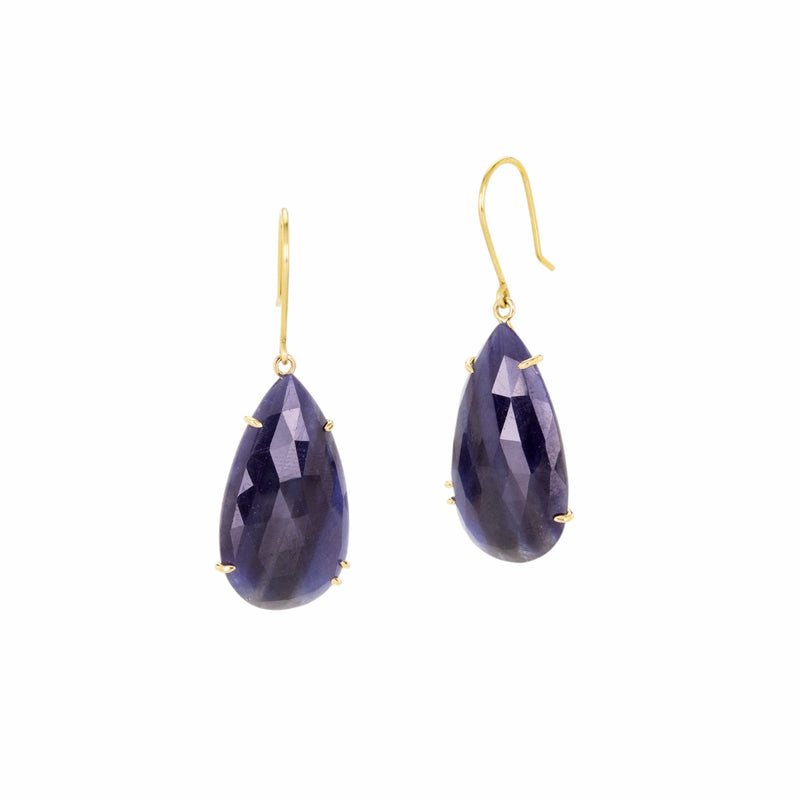 Page Sargisson Rose Cut Teardrop Blue Sapphire Drop Earrings | Quadrum Gallery