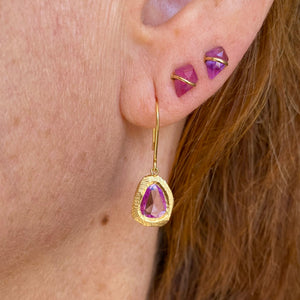 Page Sargisson Rose Cut Lilac Pink Sapphire Drop Earrings | Quadrum Gallery