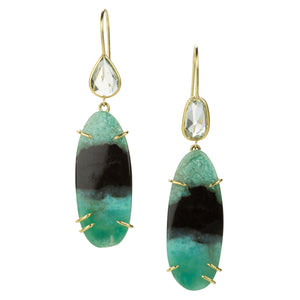 Page Sargisson One of a Kind Petrified Opal and Sapphire Earrings | Quadrum Gallery