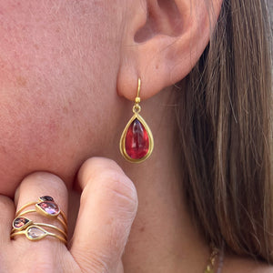 Petra Class Teardrop Red Tourmaline Drop Earrings | Quadrum Gallery