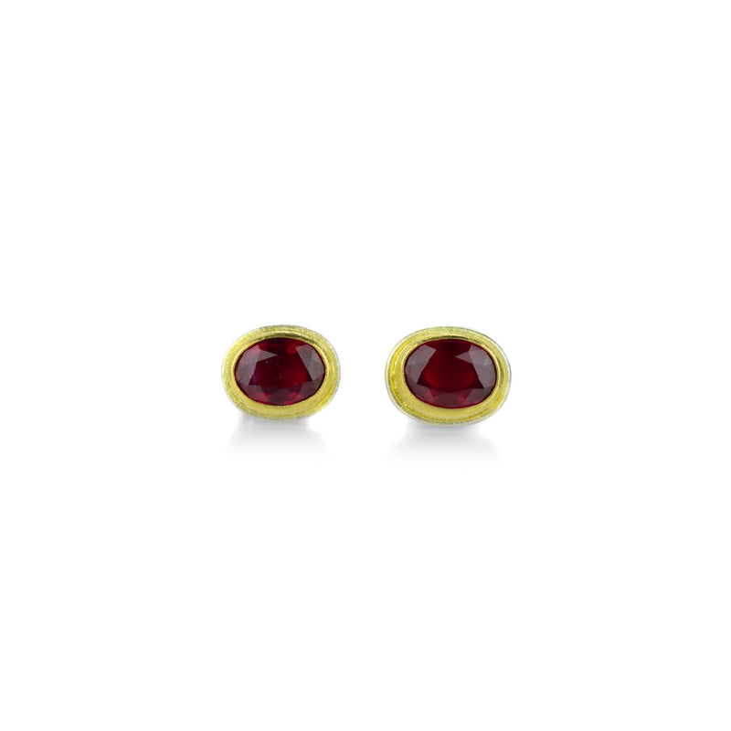 Petra Class Oval Red Ruby Studs | Quadrum Gallery