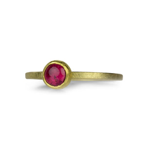 Petra Class Round Pink Tourmaline Cabochon Ring | Quadrum Gallery