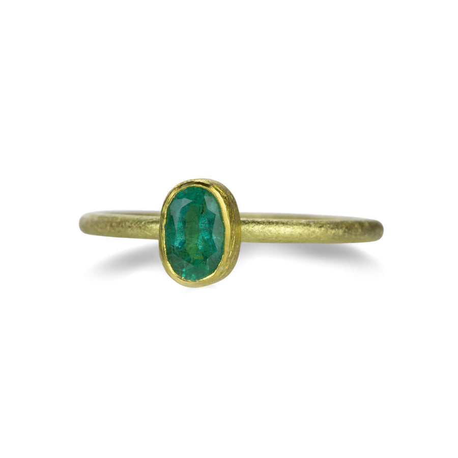 Petra Class Oval Bezel Set Faceted Emerald Ring | Quadrum Gallery