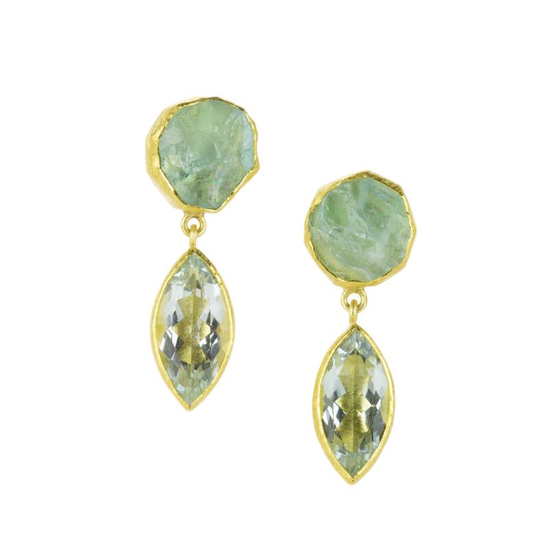 Petra Class Double Bezel Set Aquamarine Drop Earrings | Quadrum Gallery