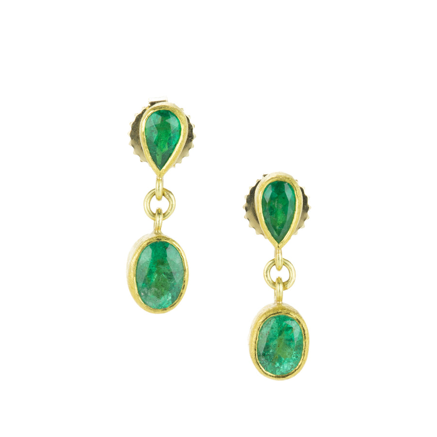 Petra Class Teardrop and Oval Emerald Drop Earrings | Quadrum Gallery