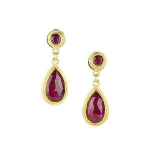 Petra Class Round and Teardrop Ruby Drop Earrings | Quadrum Gallery