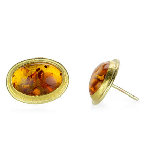 Petra Class Oval Amber Cabochon Studs | Quadrum Gallery