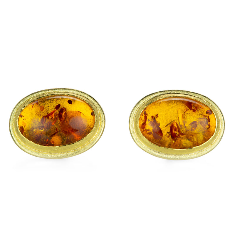 Petra Class Oval Amber Cabochon Studs | Quadrum Gallery