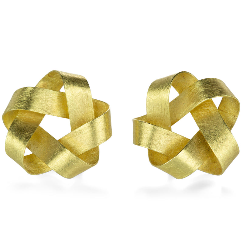 Petra Class Gold Ribbon Star Stud Earrings | Quadrum Gallery